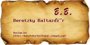 Beretzky Baltazár névjegykártya